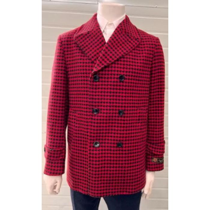 Men's Red Wool Car Coat - Driver Coat - Coat Size 38
