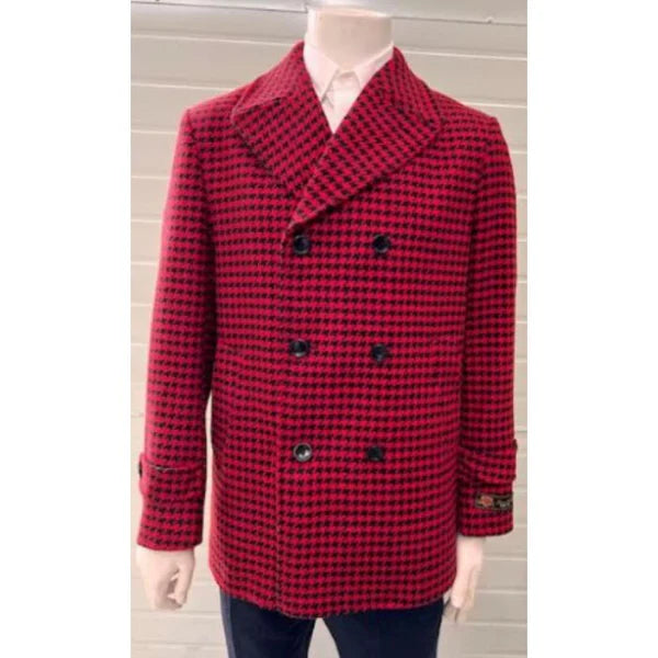 Men's Red Wool Car Coat - Driver Coat - Coat Size 38