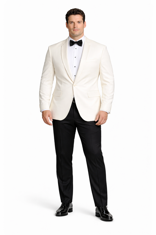 Men's 100% Merino Wool Off White Shawl Collar Dinner Jacket-New Designer Collection
