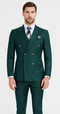 Mens Designer  Double Breasted Wool Suit with Gold Buttons in Hunter Green