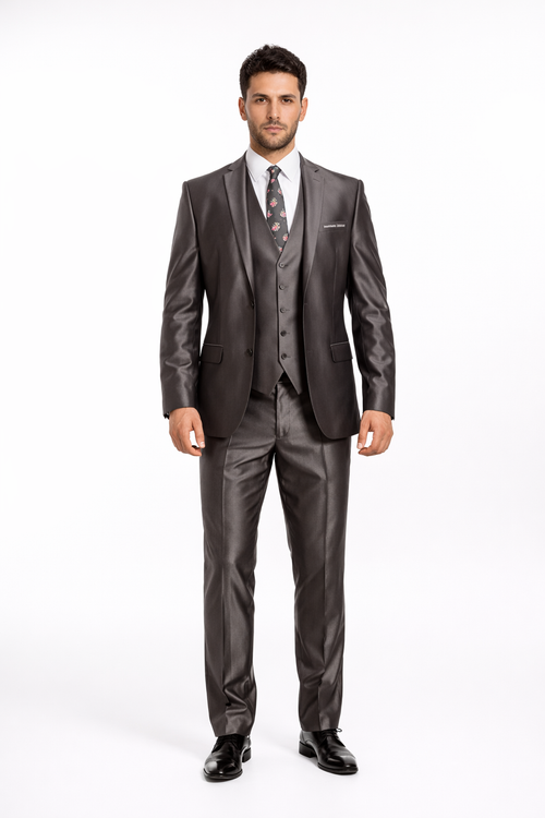 Mens 2 Button Shiny Blazer - Royal Blue Sateen Vested Suit - New Arrival