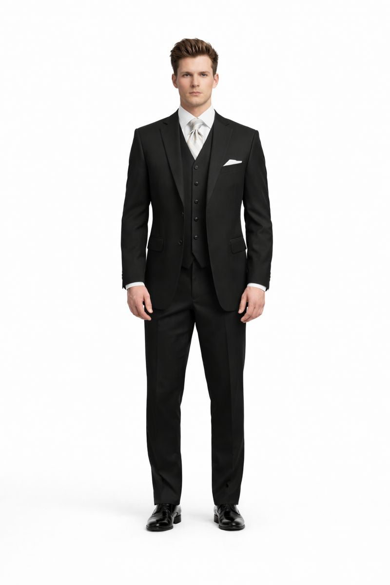 Men's 3 Piece Classic Suit Black - Three Piece Suit-New Designer Collection