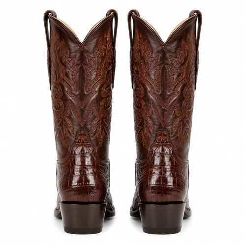 Los Altos Belly 7 Toe Brown Caiman Boots-New Designer Collection