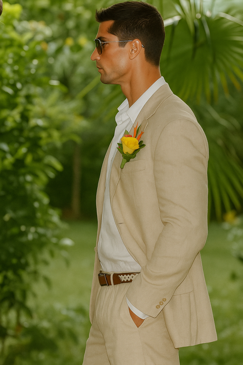 Mens Big and Tall Linen Suits - Natural Summer Fabric Suit - New Arrival