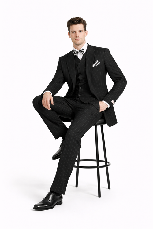 Mens Big and Tall Suits - Plus Size Black Suit For Men - Classic fit 1 Button With Vest-New Designer Collection