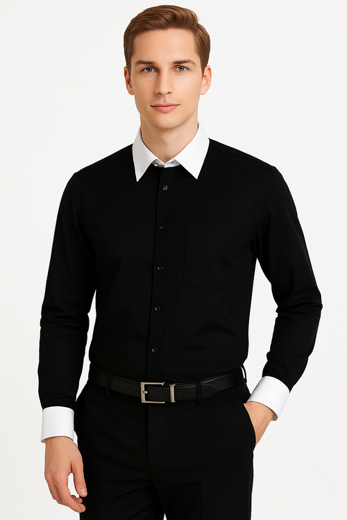 Classic Stylish Fashionable -White Collar Two Toned Contrast white collars Multi-color Men's Dress Shirt