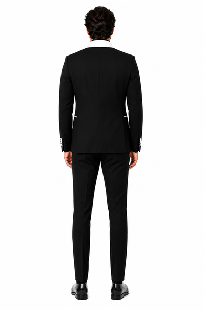 Mens Black Dinner Jacket - Two Toned Color Blazer - Black and White Lapel Sport Coat