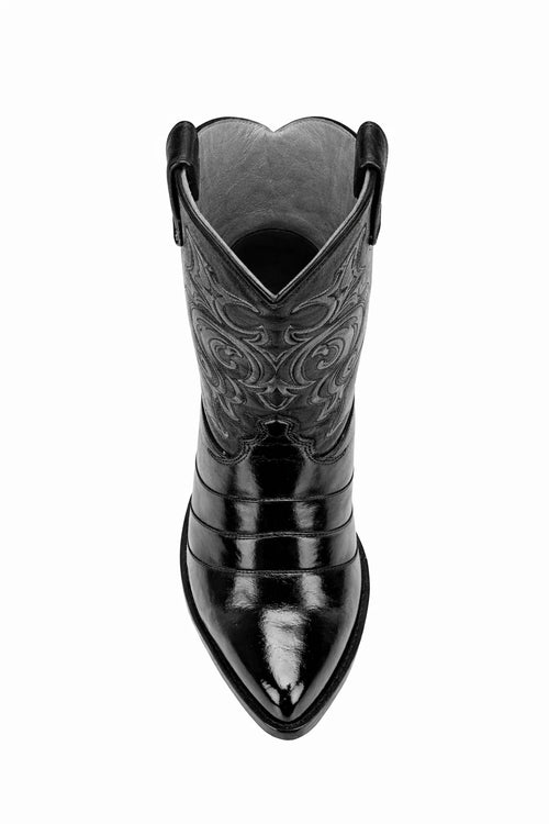 Men's Black Eel Skin Cowboy Boots - Los Altos Dress Western Boots-New Designer Collection