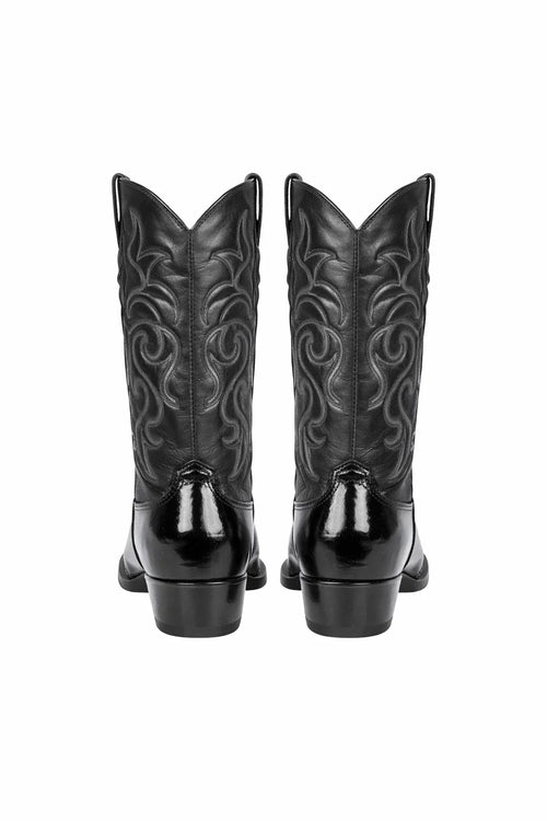 Men's Black Eel Skin Cowboy Boots - Los Altos Dress Western Boots-New Designer Collection