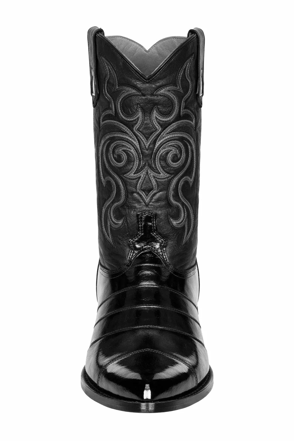 Men's Black Eel Skin Cowboy Boots - Los Altos Dress Western Boots-New Designer Collection