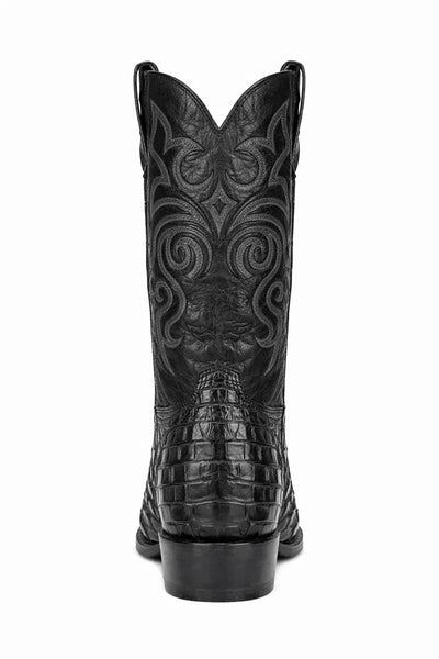 Men's Black Lizard Print Cowboy Boots - Snip Toe Western Dress Boots - Los Altos-New Designer Collection