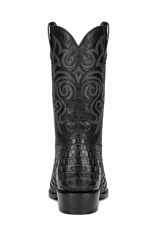 Men's Black Lizard Print Cowboy Boots - Snip Toe Western Dress Boots - Los Altos-New Designer Collection