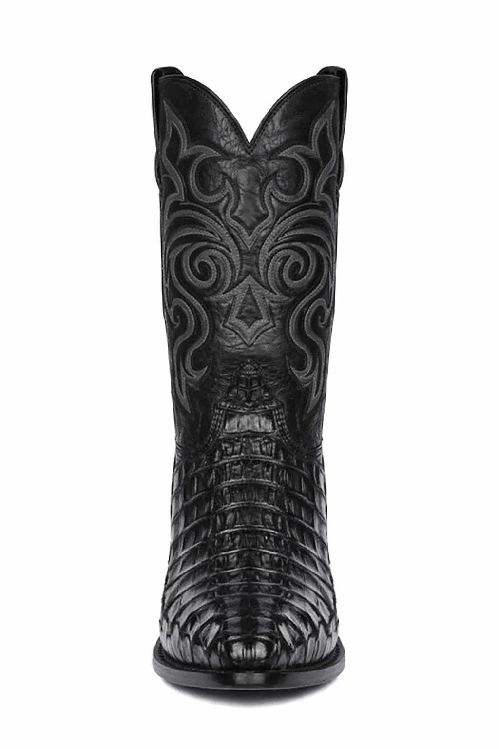 Men's Black Lizard Print Cowboy Boots - Snip Toe Western Dress Boots