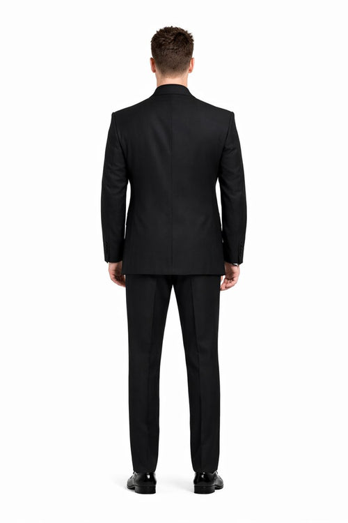Mens Black Solid Three Piece Suit-New Designer Collection