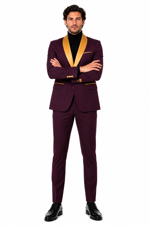 Mens Blazer Burgundy ~ Gold Tuxedo Dinner Jacket