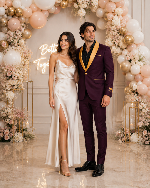 Mens Blazer Burgundy ~ Gold Tuxedo Dinner Jacket