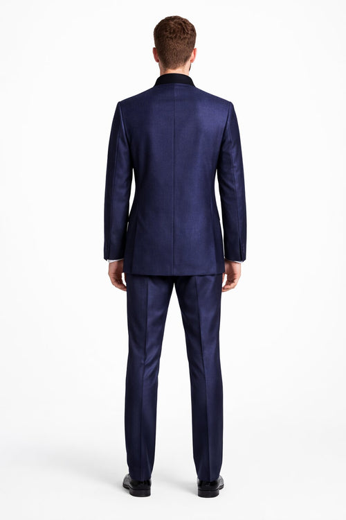 Wedding Groom Suit - Prom 2026 Tuxedo Suit - No Collar Weddig Tuxedo - Blue