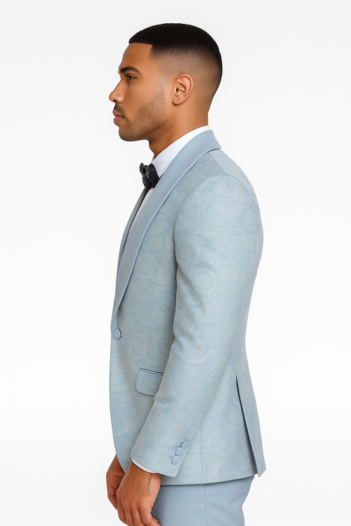 2026 Prom 2026 Special Blue Tuxedo Suit w/ Double-Breasted Vest by Tazzio