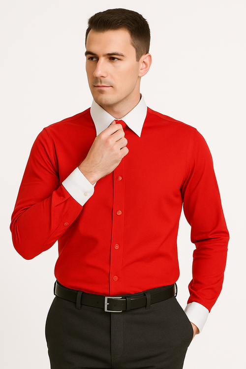Classic Stylish Fashionable -White Collar Two Toned Contrast white collars Multi-color Men's Dress Shirt