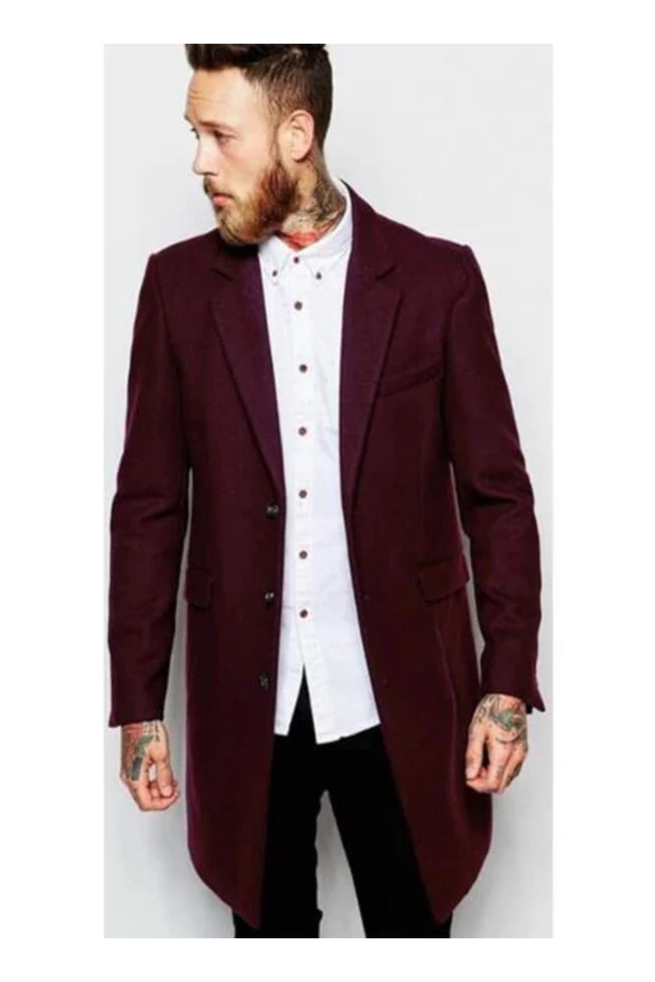 Men's Burgundy ~ Wine ~ Maroon Overcoats - Coat Size 38