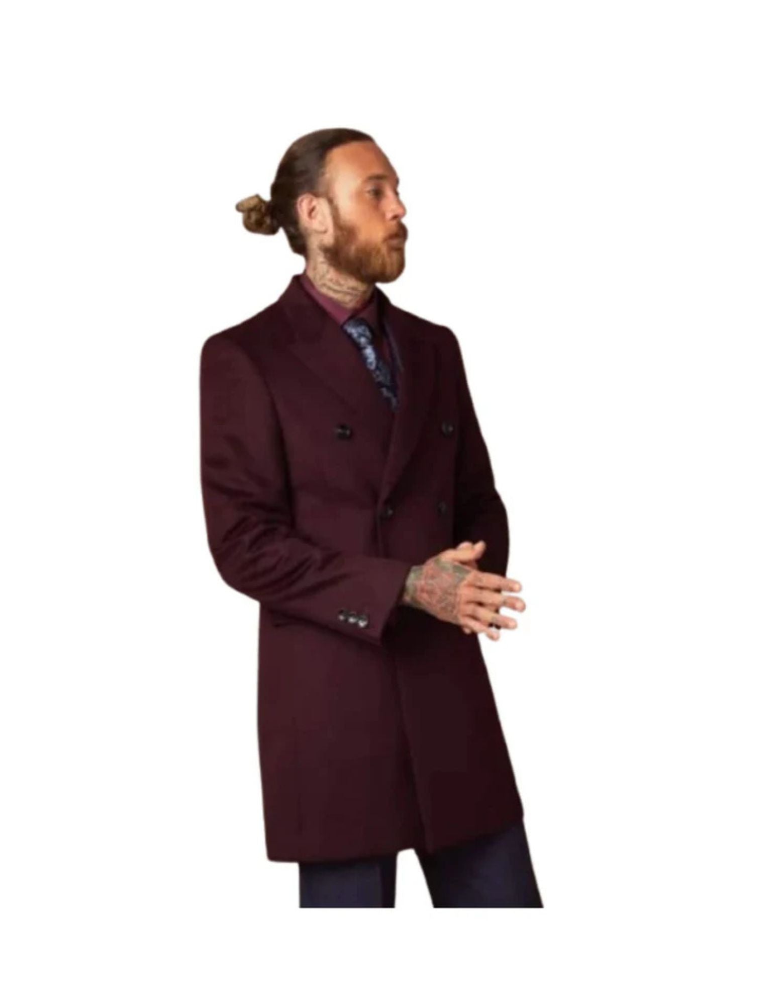 Men's Burgundy ~ Wine ~ Maroon Overcoats - Coat Size 38