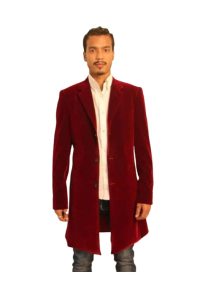 Men's Burgundy ~ Wine ~ Maroon Double Breasted Three Button Overcoats