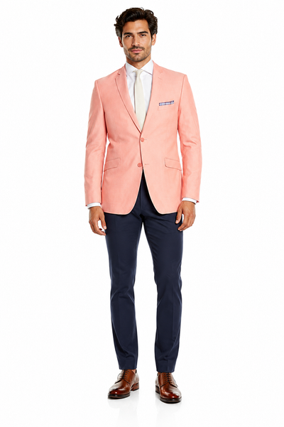Mens Chambray Sportcoat - Chambray Blazer - Summer Cotton Blazer Peach Orange