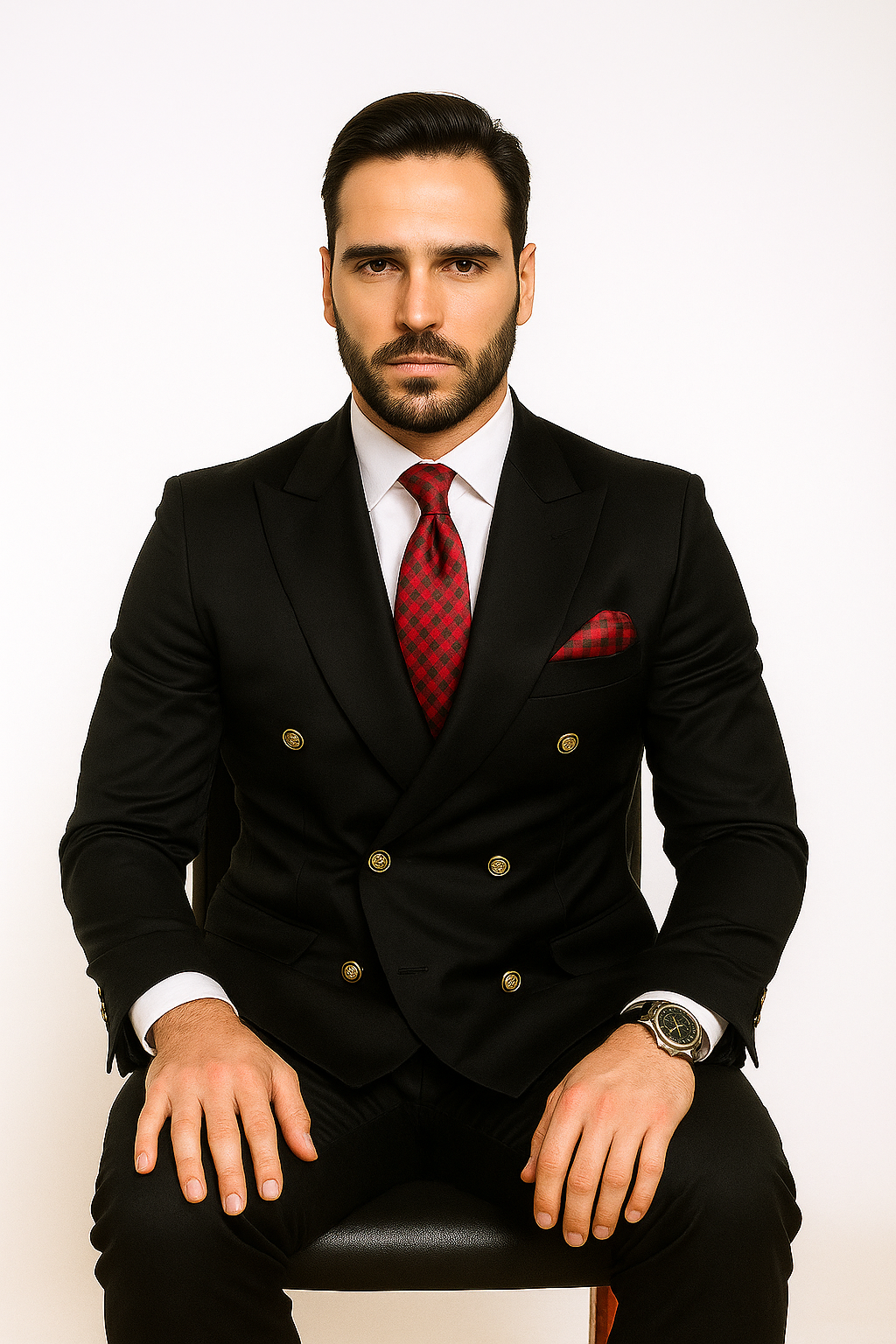 Mens Classic Wool Double Breasted homecoming Suit in Black - New Arrival - 38 Short Jacket+32 Waist Adjustable 28to34)(Height: 5 4 to5 7 )(Neck 15-16.5)S-M)
