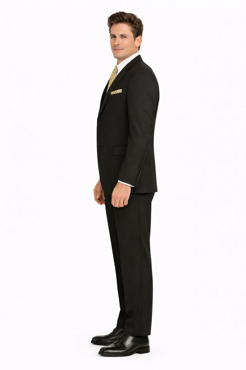 mens-classic-fit-3-button-vested-single-pleated-pant-suit-in-black-New Designer Collection