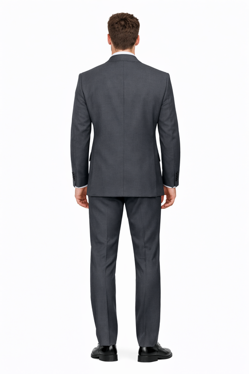 Mens Classic Wool Feel Double Breasted Suit in Heather Grey
