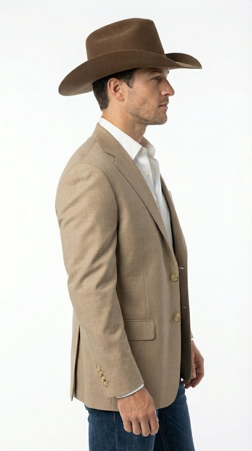 Mens Dark Tan Cowboy Western Blazer – Classic Western Style Sport Coat Casual Formal Jacket for Business Wedding Modern Fit