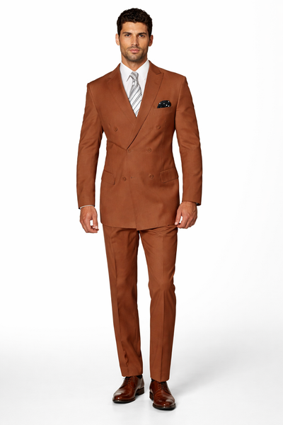 Men's Designer Double Breasted Wool Suit in Copper