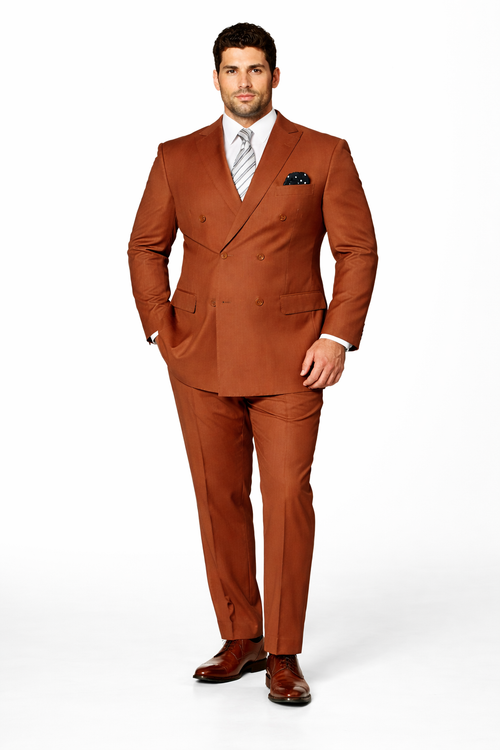 Men's Designer Double Breasted Wool Suit in Copper