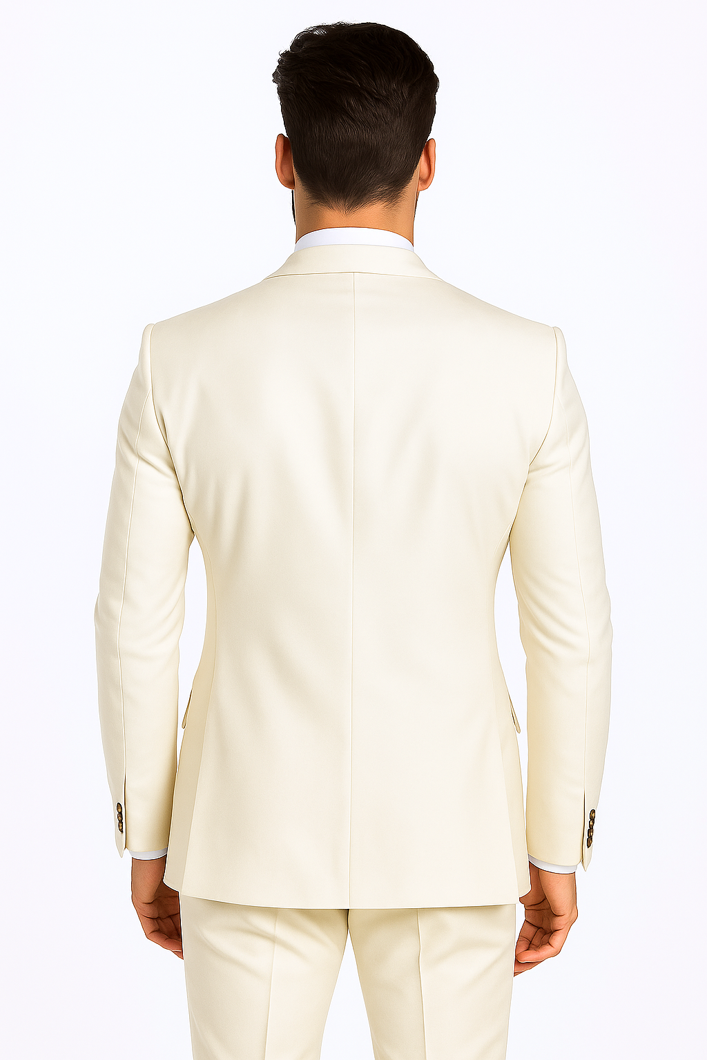 Mens Designer Modern Fit Double Breasted Wool Suit with Gold Buttons in White - New Arrival - 38 Short Jacket+32 Waist Adjustable 28to34)(Height: 5 4 to5 7 )(Neck 15-16.5)S-M)