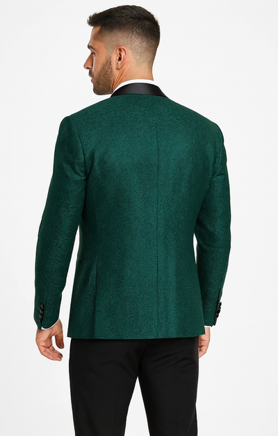 Luxury Floral Lace Wedding Tuxedo in Hunter Green Mens Vested Suit