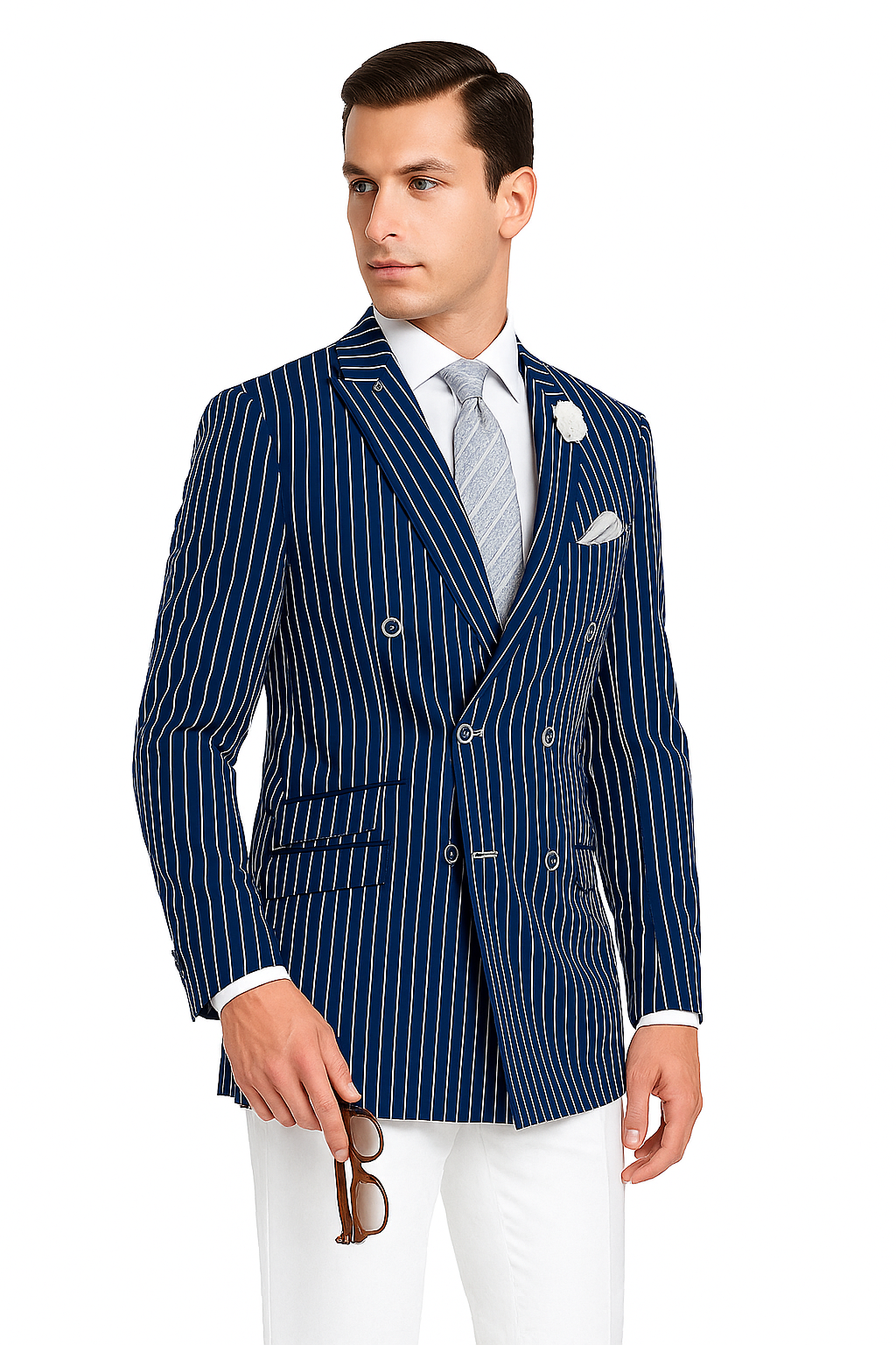 Mens Double Breasted Blazer in Color Navy - Pinstripe Sportcoat - New Arrival - 36 Short