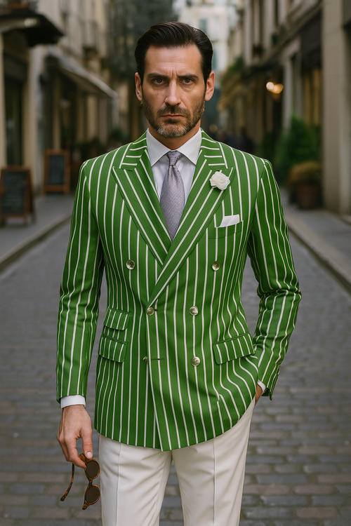Mens Double Breasted Blazer in Color Navy - Pinstripe Sportcoat - New Arrival