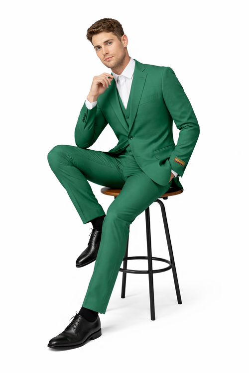 Mens Emerald Green 3-Piece Suit Slim Fit Wedding and Formal Suit by Alberto Nardoni-New Designer Collection
