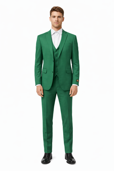 Mens Emerald Green 3-Piece Suit Slim Fit Wedding and Formal Suit by Alberto Nardoni-New Designer Collection