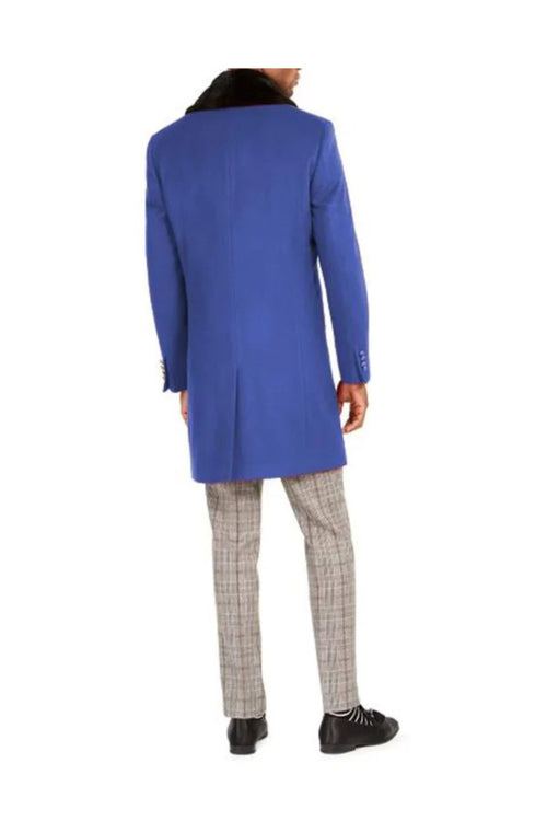 Men's Faux-fur shawl collar Overcoat Three Quarter Length Coat
