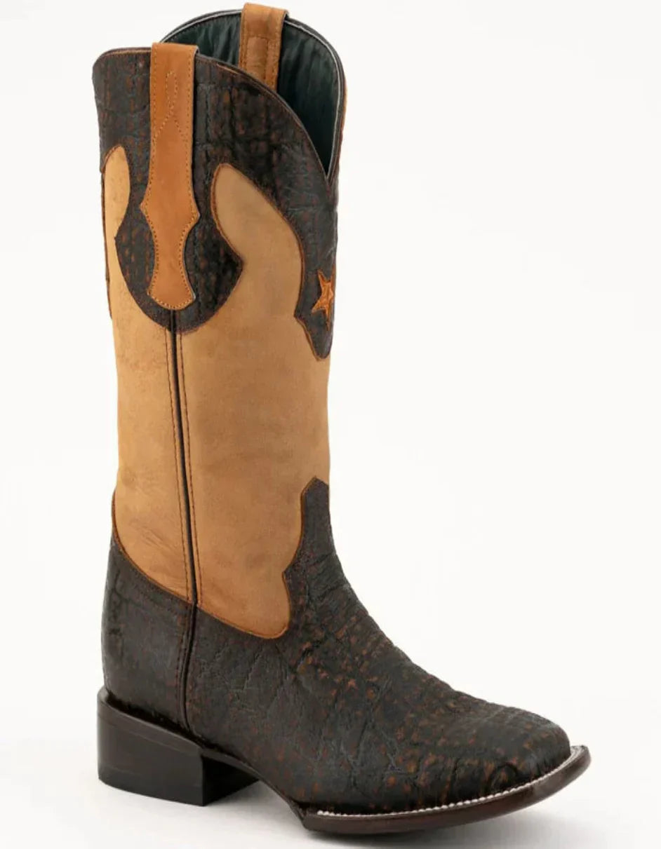 Men's Ferrini Acero Elephant Print Boots Handcrafted Nicotine - 8D
