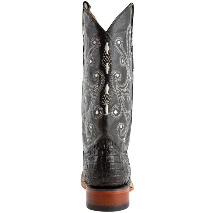 Men's Ferrini Caiman Crocodile Print Boots Handcrafted Black 4039304 - D