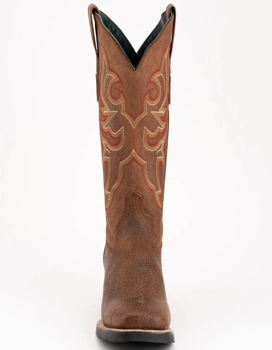 Men's Ferrini Toro Leather Boots Handcrafted Brandy - 8D