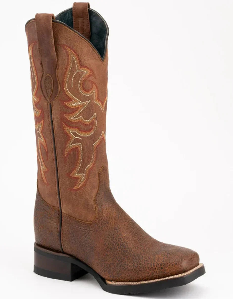 Men's Ferrini Toro Leather Boots Handcrafted Brandy - 8D