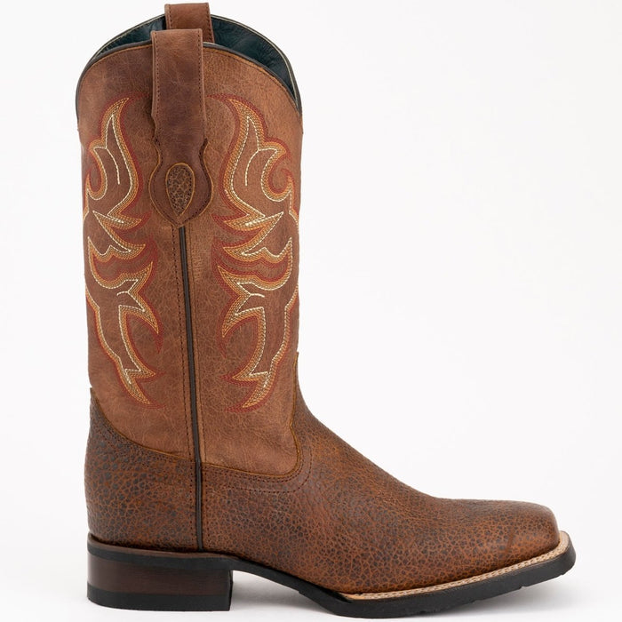 Men's Ferrini Toro Leather Boots Handcrafted Brandy - 6