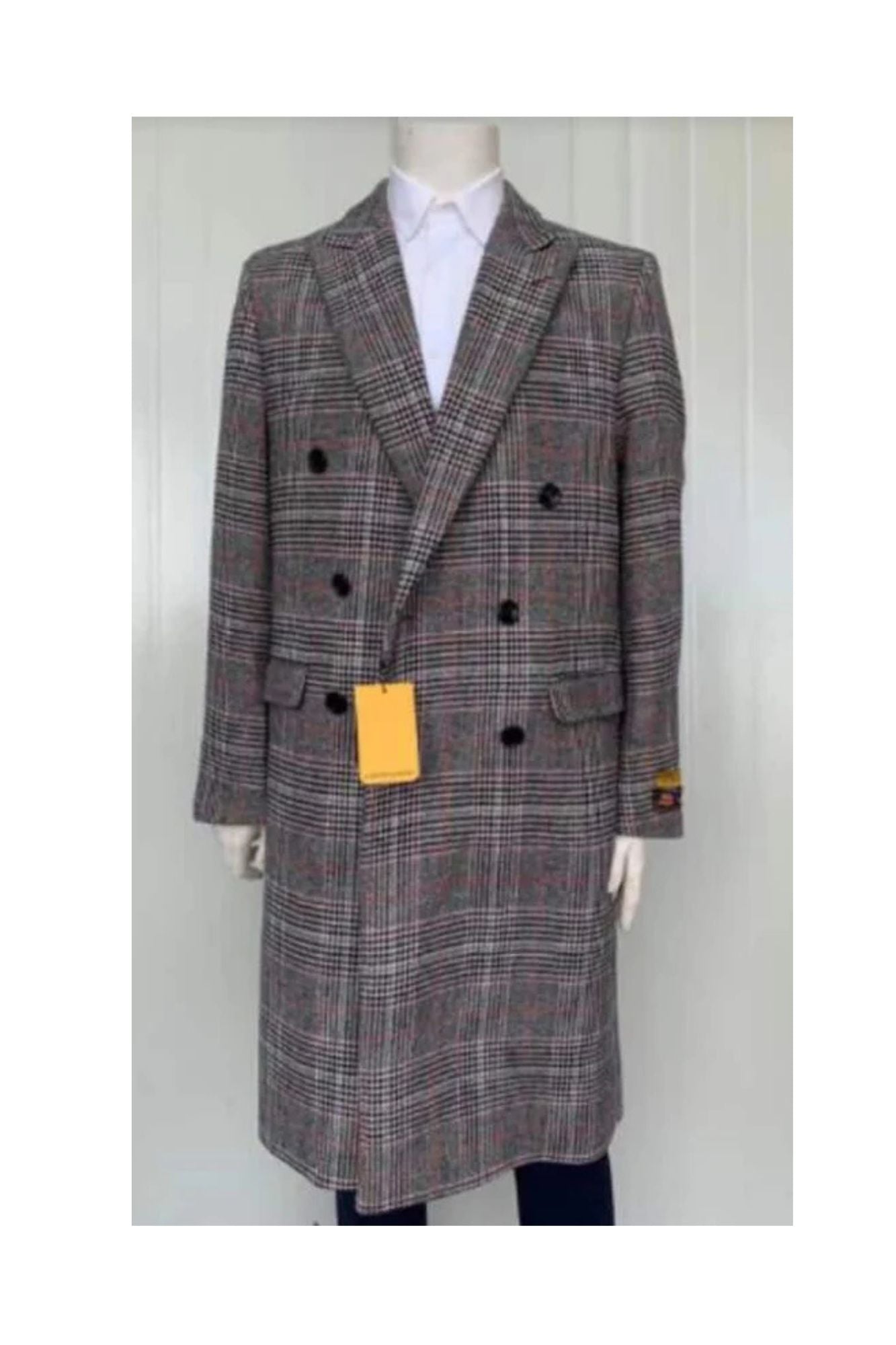 Mens Full Length and Cashmere Overcoat - Winter Topcoats - Black and White Coat