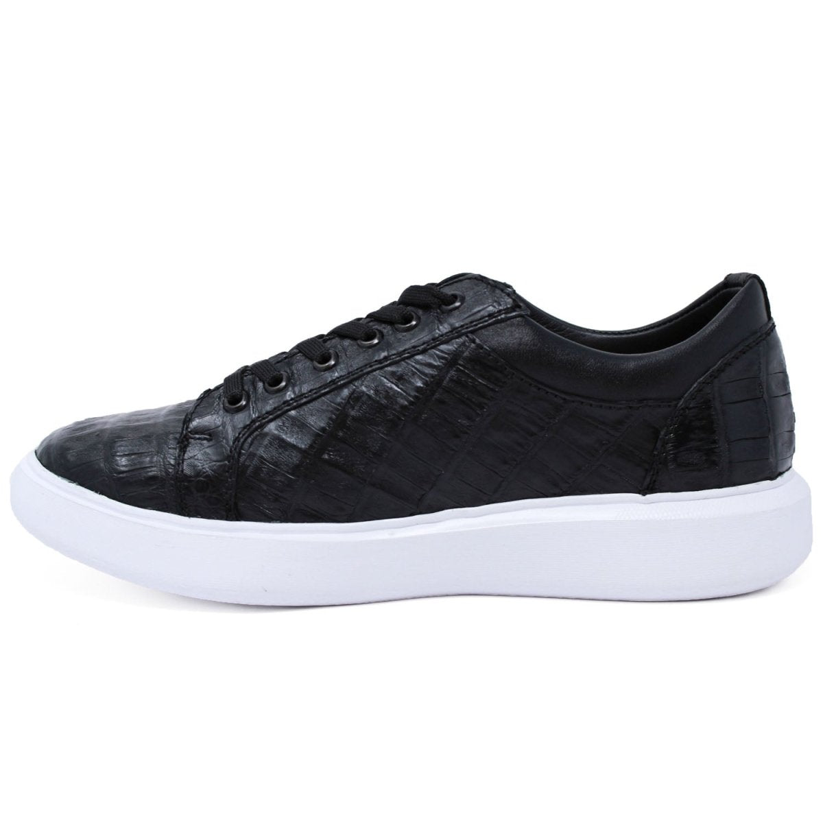 Men's Genuine Full Caiman Belly Skin Sneakers - Black - 6