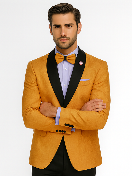 Luxury Gold Dinner Jacket for Men Stylish Tuxedo Outfit