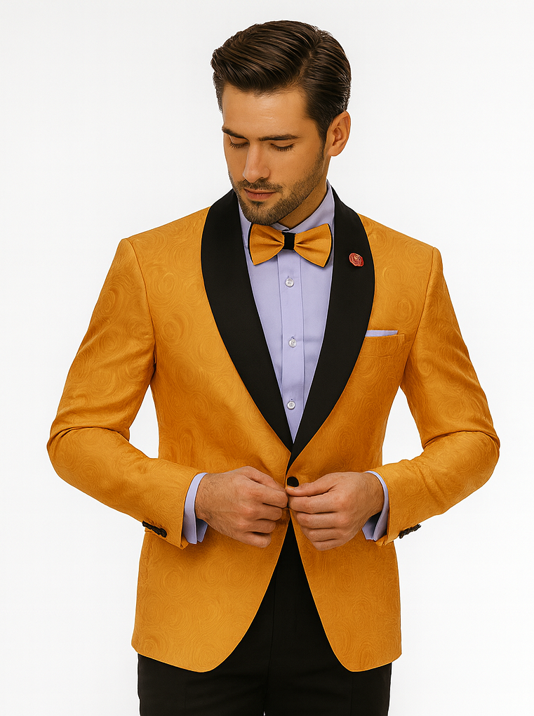 Luxury Gold Dinner Jacket for Men – Stylish Tuxedo Outfit - 34 Short or Extra Small
