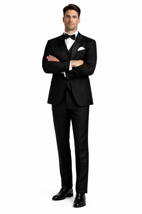 Mens Great Gatsby | Leonardo Discaprio Vested Black 2 button Tuxedo